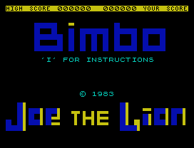 Bimbo.
000000  000000
'I' FOR INSTRUCTIONS
© 1983