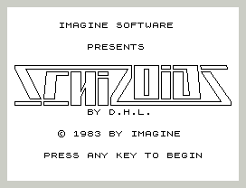 IMAGINE SOFTWARE
PRESENTS
BY D.H.L.
© 1983 BY IMAGINE
PRESS ANY KEY TO BEGIN