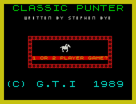 Punter.
TT       T
1 OR 2 PLAYER GAME?