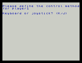 Emlyn Hughes Soccer.
Please define the control method
for player1
Keyboard or joystick? (K/J)